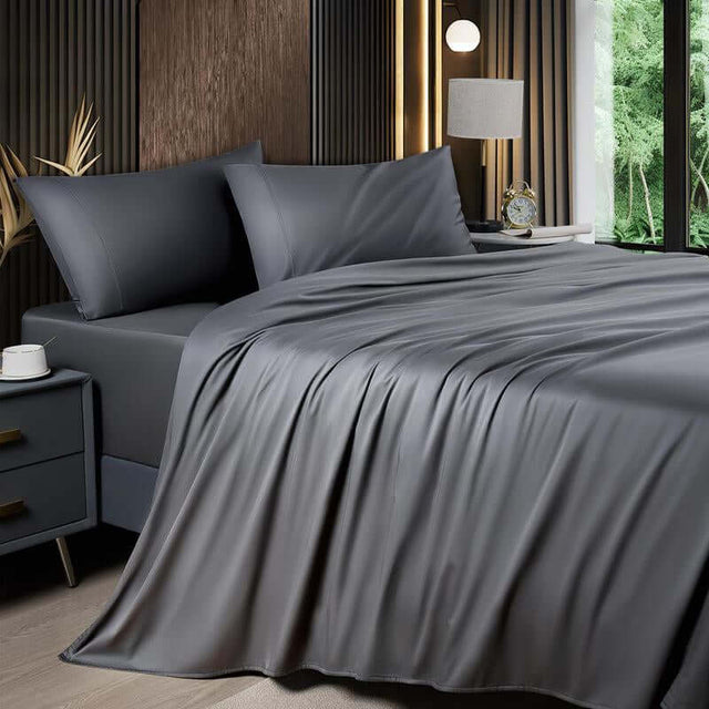 Shilucheng Bamboo Sheets Set 4/6 Pc,Cooling Breathable & Hotel Luxury Super Silky Soft, 16'' Deep Pocket, Wrinkle, Fade Resistant Springtok