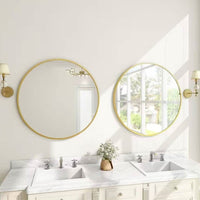 Round 24-inch Circular Bathroom Wall Mirror with Gold Frame-0