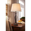 Traditional Bronze Metal Finish Table Lamp with Beige Linen Shade-0